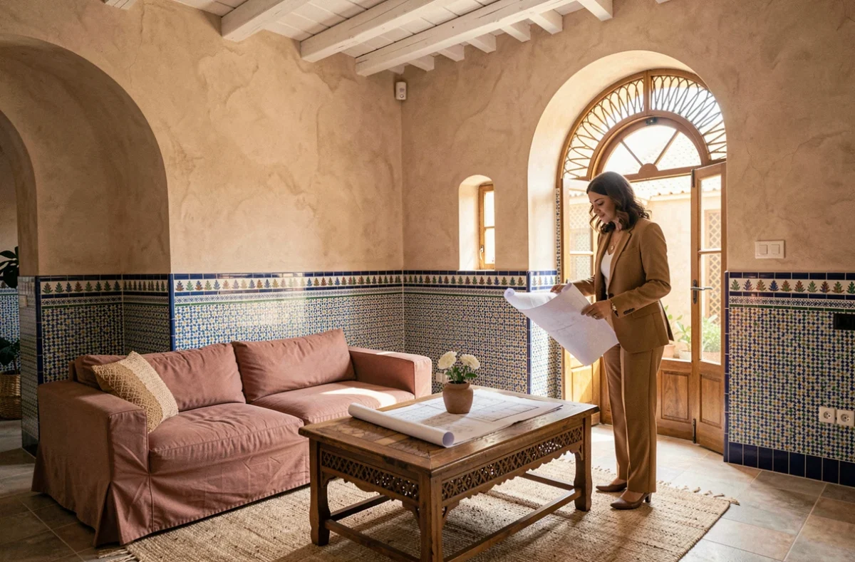 Appartement rénové dans le quartier Mellah de Marrakech avec décoration traditionnelle et moderne mêlées