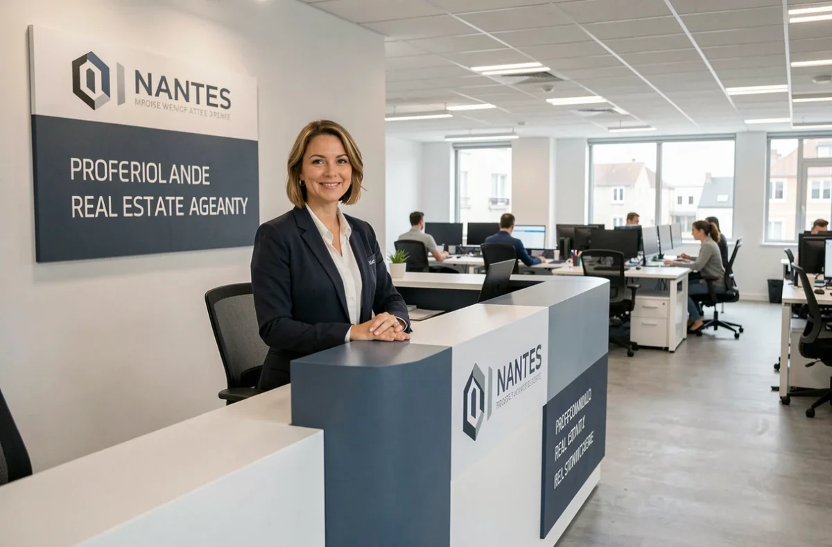 Responsable de Citya Nantes à la réception d'une grande agence immobilière nationale avec des collègues en arrière-plan