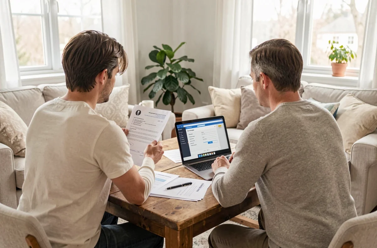 Couple examinant une offre de prêt immobilier à la maison