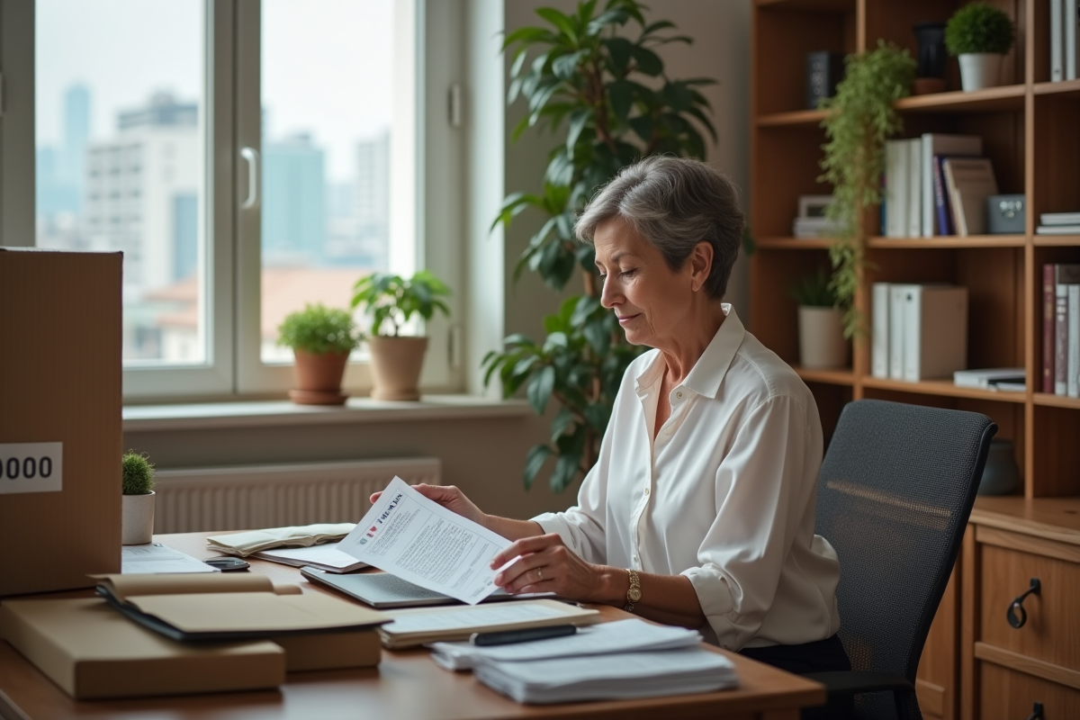 Une femme d affaires organise des documents dans un bureau à domicile