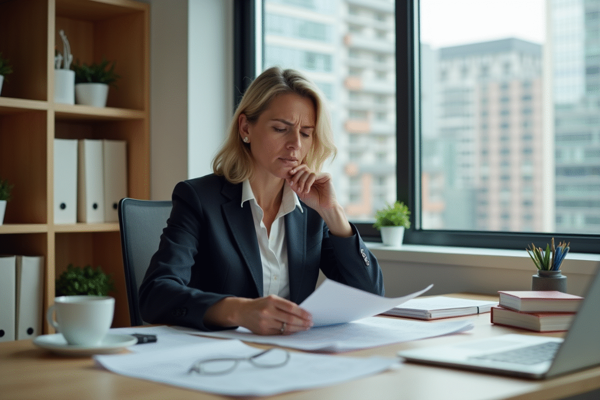 Femme d'âge moyen dans un bureau à domicile professionnel