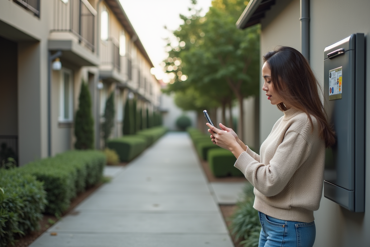 Femme prenant en photo un compteur d