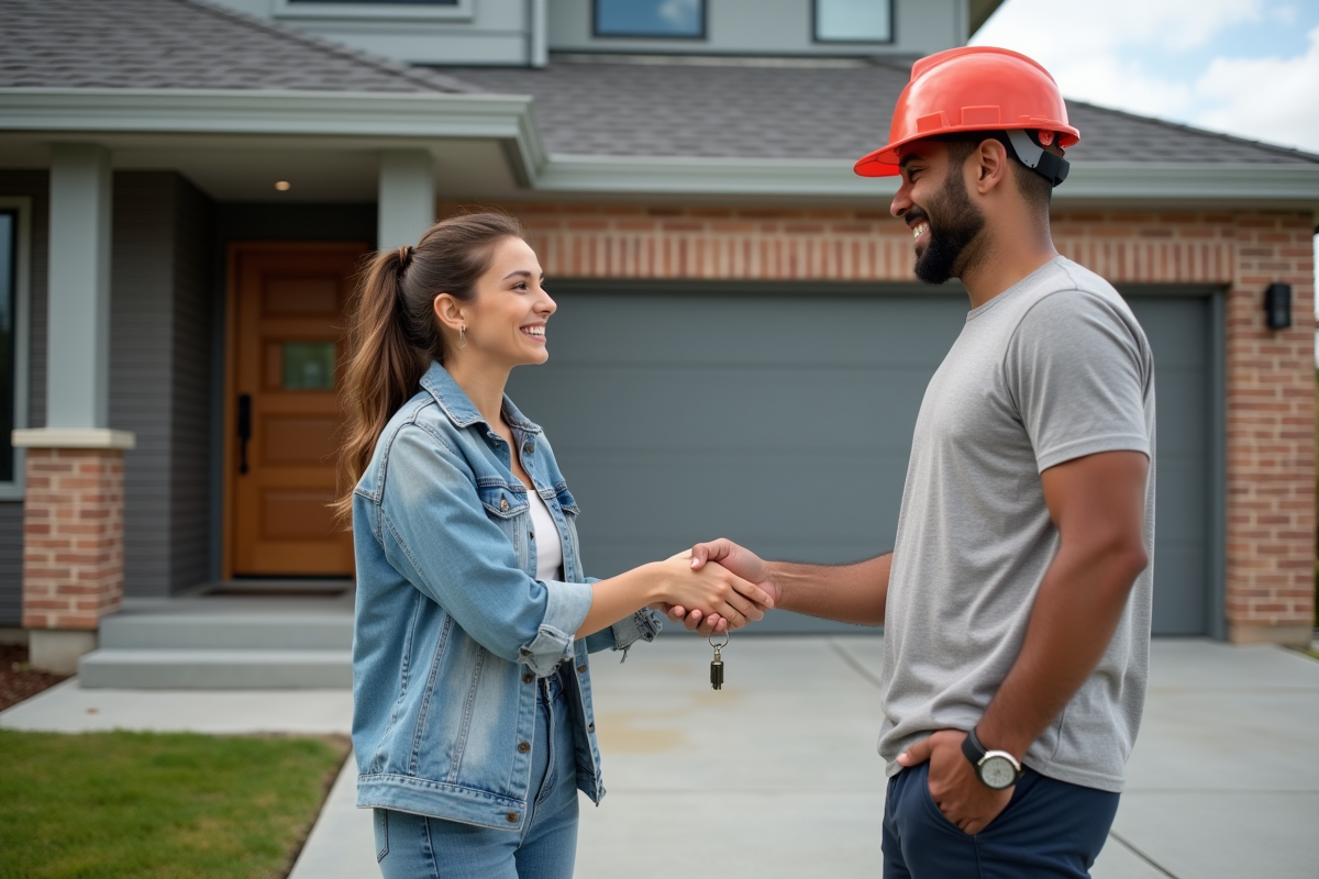 Femme souriante recevant les clés d