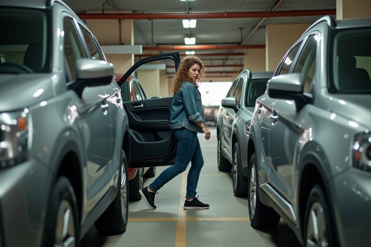 Jeune femme sortant d