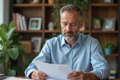 Homme d'âge moyen dans un bureau à domicile organisé