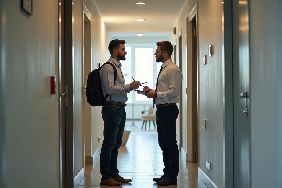 Jeune homme parlant avec un expert en assurance près d