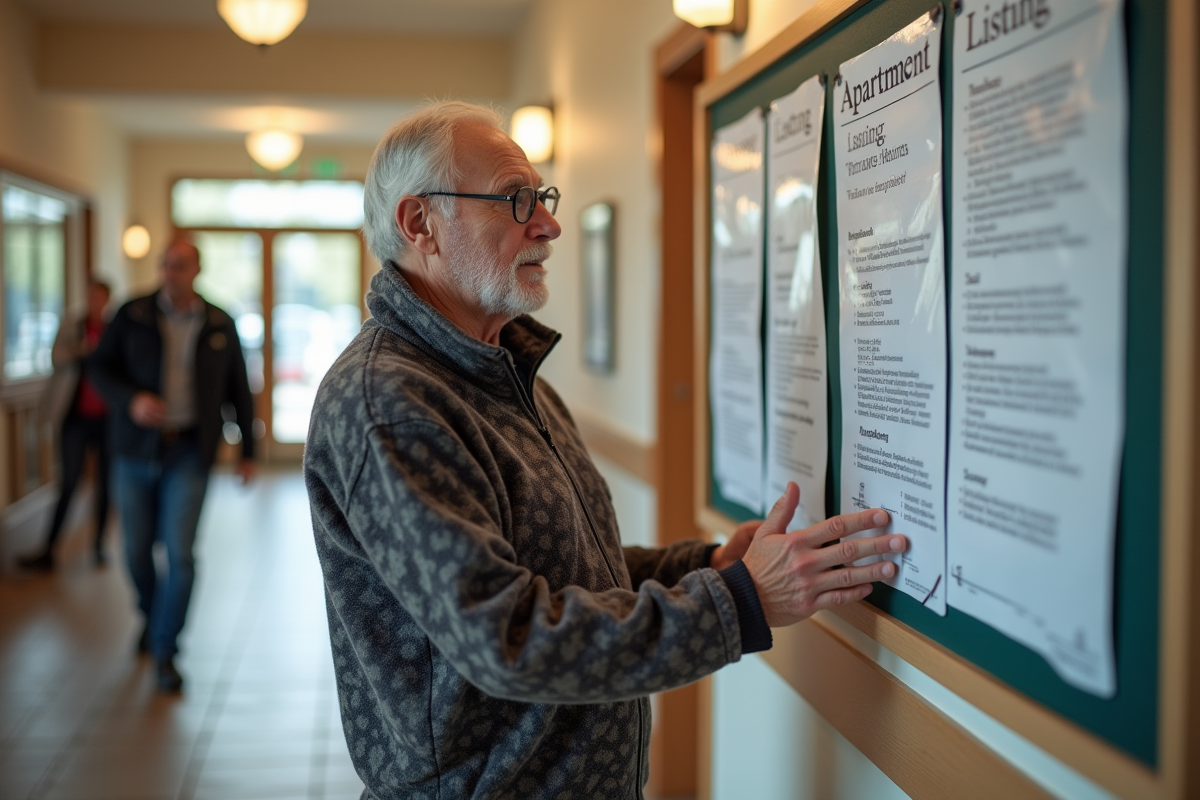 Homme retraité étudie des annonces d