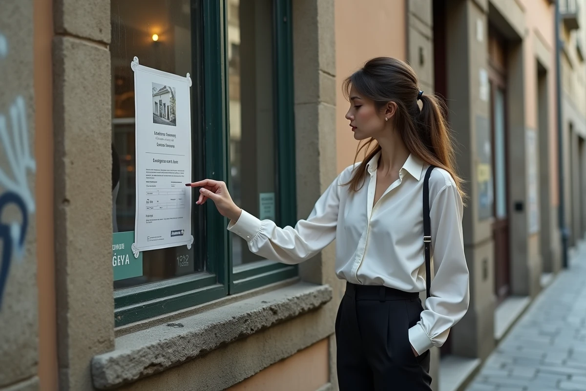 Jeune femme examinant une annonce de location à Chambéry
