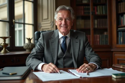 Notaire français dans son bureau traditionnel à Limoges