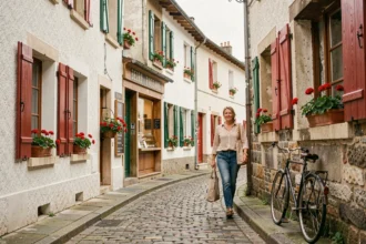 Rue calme et abordable d'un quartier résidentiel de Bayonne avec architecture basque traditionnelle