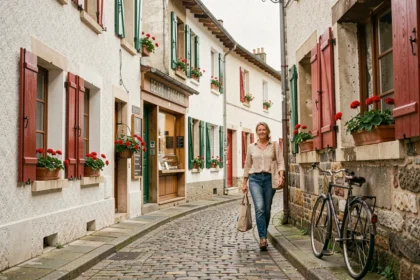 Rue calme et abordable d'un quartier résidentiel de Bayonne avec architecture basque traditionnelle