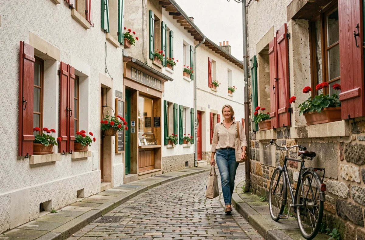 Rue calme et abordable d'un quartier résidentiel de Bayonne avec architecture basque traditionnelle