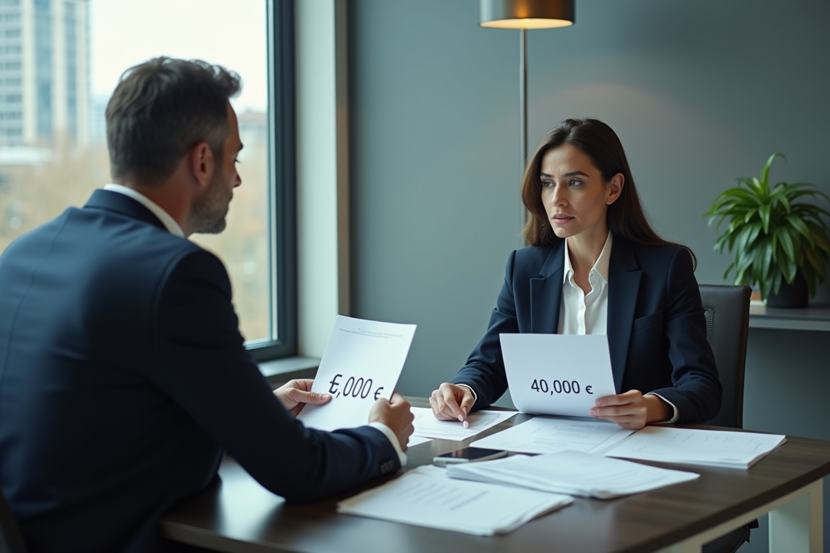 Homme d affaires et banquière discutent de prêt immobilier