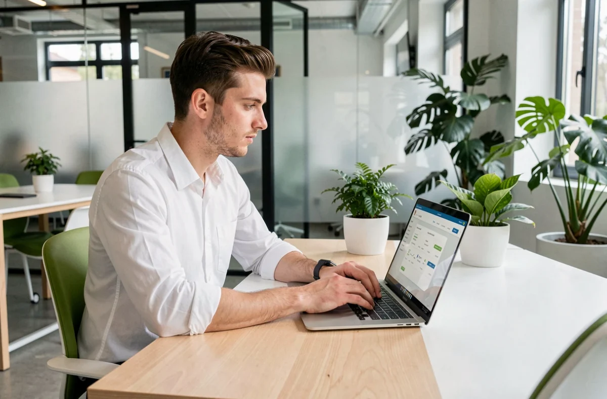 Professionnel de Symplice, syndic nouvelle génération, travaillant sur une plateforme numérique à Nantes